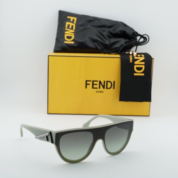 Fendi FE40150I 95P Shield Sunglasses - Shiny Green/Green Gradient